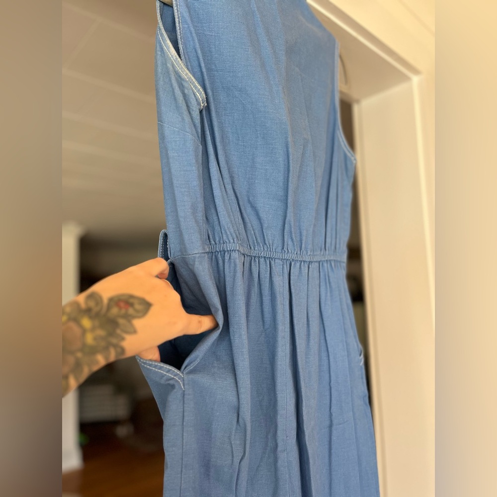 Vintage Danny & Nicole Light Blue Button-Down Midi Dress - Picture 4 of 9